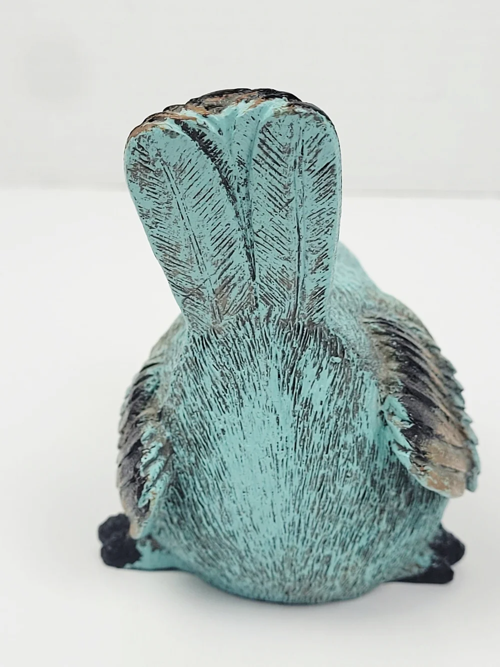RAZ Imports Resin Stone Textured Chickadee~Ceramic Bitossi Style Bird~Turquoise